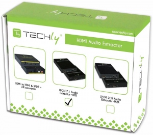 Techly HDMI 4K audio extractor SPDIF Toslink, 4x Jack 3.5mm, LPCM 5.1CH / 7.1CH