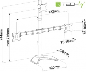 Techly BraÈ› de birou pentru trei monitoare LED/LCD 13-27-- VESA 3x10 kg reglabil