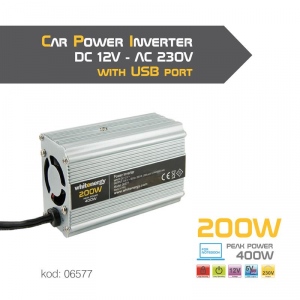 Whitenergy invertor DC/AC de la 12V DC la 230V AC 200W, USB