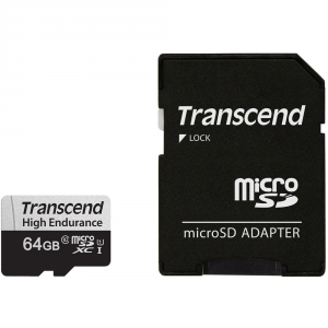 Card De Memorie Transcend 64GB microSD + Adapter, Black
