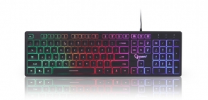 Tastatura Cu Fir Gembird Multimedia, US layout, Iluminata, Led Multicolor, Neagra