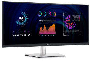 Monitor Dell  IPS LED 34 inch P3424WE WQHD (3440x1440) HDMI DisplayPort Ecran curbat (Negru/Argintiu)