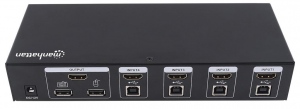 Manhattan 4-port HDMI/USB KVM switch 4x1 with USB cables included black