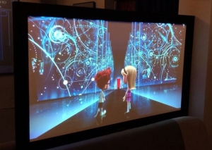 Ecran de proiectie tip oglinda cu rama fixa de la Visual Experience, marime vizibila 200 cm x 112 cm, format 16:9