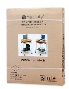 Techly Birou calculator Compact 600x450 cu raft pt tastaturÄƒ fagul/argintiu