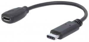 Manhattan USB-C male to micro-B female cable 15cm black USB 2.0