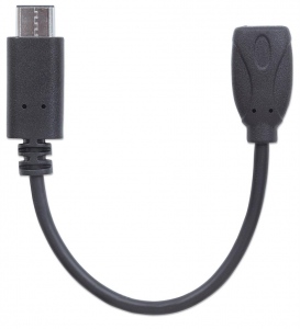 Manhattan USB-C male to micro-B female cable 15cm black USB 2.0