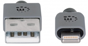 Manhattan Cablu USB-A Lightning 8-Pin-uri pentru iPhone / iPod / iPad 1m gri MFI