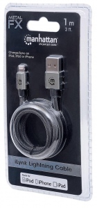 Manhattan Cablu USB-A Lightning 8-Pin-uri pentru iPhone / iPod / iPad 1m gri MFI