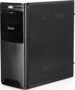 Carcasa SPACER Middle-Tower ATX, M3D, side window, suporta 6* 120mm fan, I/O panel, black 