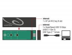 Delock External Enclosure M.2 NGFF SSD > USB 3.1 Typ-C (F)