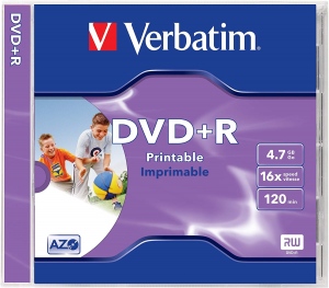 DVD+R VERBATIM 4.7GB, 120min, viteza 16x, 1 buc, Single Layer, carcasa, printabil, 