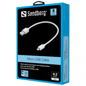 Sandberg Cablu MicroUSB Sync/Charge 0.2m