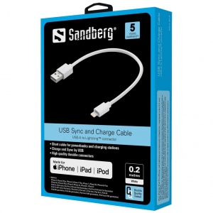 Sandberg cablu USB - Lightning MFI 0.2m