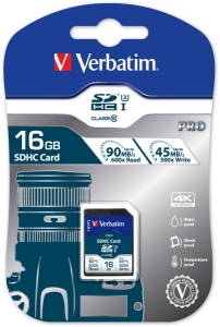 Card De Memorie Verbatim Pro 16GB SDHC Clasa 10 UHS-1, Black