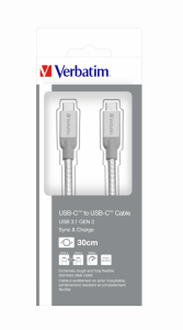 USB 3.1 TYPE-C TO TYPE-C STAINLESS STEEL CABLE 30CM SILVER 