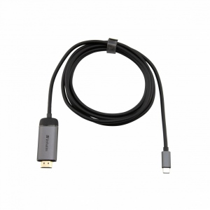 HUB extern VERBATIM, HDMI x 1 (4K), USB Type C x 1, conectare USB Type C, cablu 1.5 m, brushed metal 