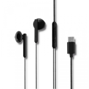 Qoltec In-ear headphones | microphone | USB-C | Black