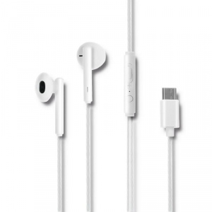 Qoltec In-ear headphones | microphone | USB-C | White