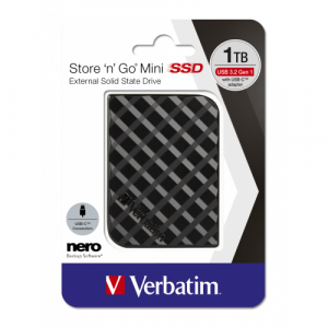 SSD Extern Verbatim STORE -N- GO MINI USB 3.2 GEN 1 1TB BLACK