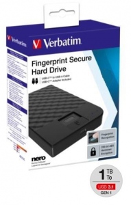 HDD Extern Verbatim Fingerprint Secure 1TB AES USB 3.1 GEN 1 2.5 Inch