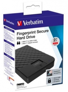 HDD Extern Verbatiim Fingerprint Secure 2TB AES USB 3.1 GEN 1 2.5 Inch