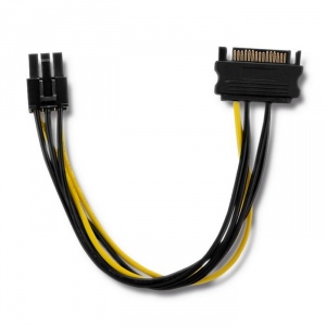 Qoltec Power cable SATA M 15 pin / PCI-E 6pin | 15cm