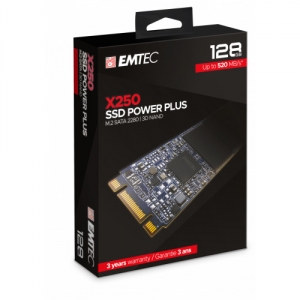 SSD Emtec X250, 128GB, SATA M2 2280, R/W speed 520MBs/500MBs