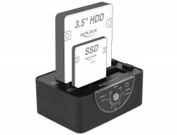 Delock Docking Station dual SATA/SSD HDD > USB 3.0, Clone and Erase Function
