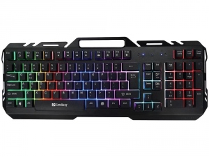 Tastatura Cu Fir Sandberg IronStorm Keyboard UK, iluminata, Led Multicolor, Neagra