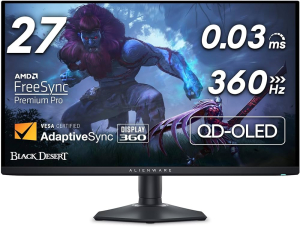 Monitor Gaming IPS LED Dell Alienware 27 inch AW2725QF UHD (3840 x 2160) HDMI DisplayPort Pivot 360 Hz 0.5 ms (Negru)