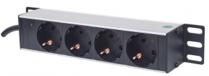 Intellinet Power strip rack 10-- 1U 250V/15A 4x Schuko 1,8m power cable