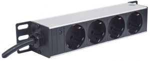 Intellinet Power strip rack 10-- 1U 250V/15A 4x Schuko 1,8m power cable