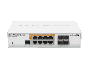 Switch MikroTik 12-8P-4S-IN with QCA8511 400Mhz CPU, 128MBRAM, 8xGigabit LAN with PoE-out, 4xSFP