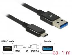 Delock Cable USB Type-C male > USB Type-A male; 1 m coaxial black Premium