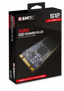 SSD Emtec X250, 512GB, SATA M2 2280, R/W speed 520MBs/500MBs
