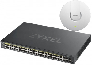 Switch Zyxel GS1920-48HPv2 + AP NWA1123AC V2 CADOU | 44 x 10/100/1000 Mbps Mbit/s | 4 x SFP COMBO | 2 x 100/1000 SFP | Web Management | PoE | PoE | Montabil in rack DA | Stacking DA