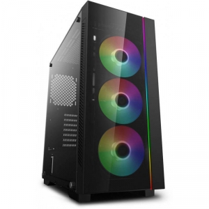 Carcasa DeepCool Middle-Tower E-ATX, tempered glass, front audio & 1x USB 3.0, 2x USB 2.0, black 