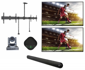 Sistem Videoconferinta cu speakerphone SV16, camera BC 400, Suport dual 8915, 2 Display-uri LG 75â€™â€™ si Soundbar Polk