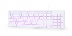 Tastatura Cu Fir Gembird 3-color Multimedia, US layout, Iluminata, Led Violet, Alba