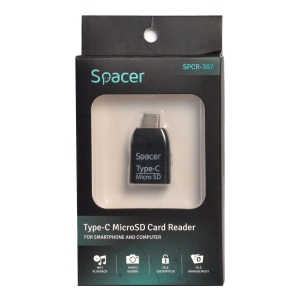 Card Reader extern Spacer Type-C, MicroUSB, USB, pentru SDHC, miniSD(NEED ADAPTER),  SDHC, miniSD(necesita adaptor), Micro SDHC, 