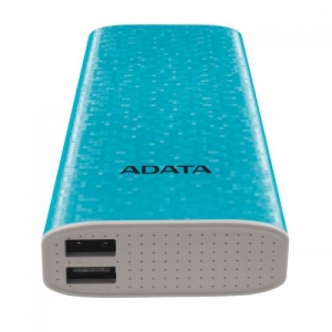 POWER BANK ADATA 10000mAh, 2 x USB, 4 x LED pt. status baterie, P10000 10.000 mAh, total 2.1A out, blue 