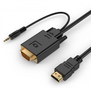 Gembird HDMI la VGA È™i adaptor pentru cablu audio, port unic, 10m, negru