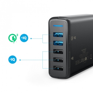 PowerPort 5 with Dual Quick Charge 3.0 Black