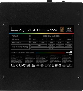 Sursa ATX AeroCool LUX 650W RGB 80 PLUS Bronze