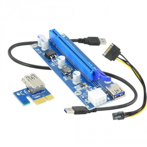 Akyga Riser PCI-E 1x - 16x AK-CA-64 USB 3.0, 6-pin, SATA, 009s