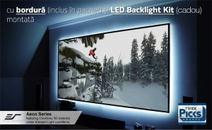 Ecran proiectie cu rama fixa, de perete, 221,7 x 124,9 cm, EliteScreens AR100WH2 cu Kit LED Backlight ZLED100H1 inclus