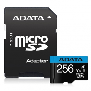 Card De Memorie Adata 256GB Premier + Adaptor, Blue-Black