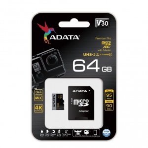 Card de Memorie ADATA microSDXC UHS-I U3 64GB 95/90MB/s AUSDX64GUI3V30G--RA1