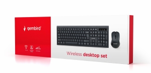Kit Tastatura + Mouse Wireless Gembird Multimedia Desktop Set, USB, Black